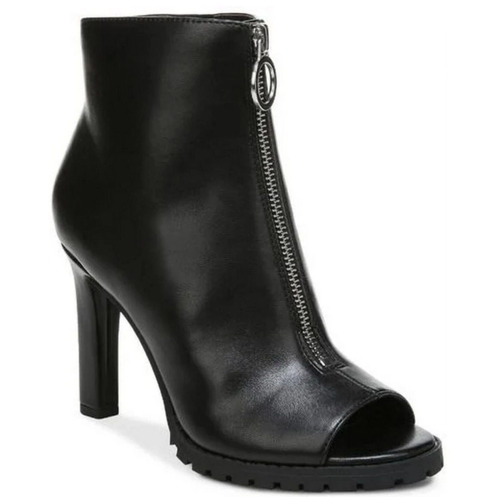 Bar III Dillan P NEW Zip Up Peep Toe Vegan Leather Ankle Booties Black US 9